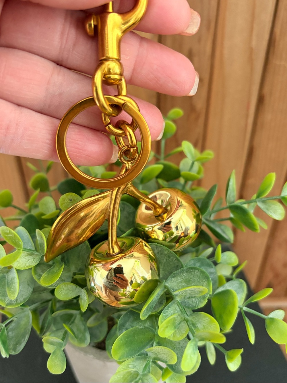 Gold Cherry Key & Card Holder Charm NWOT